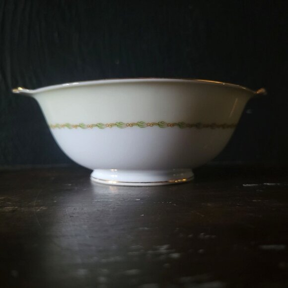 Vtg Noritake "Lorento" Lugged Soup Bowl Bowl /Berry Bowl Green Tan Urns Swags - Picture 5 of 7